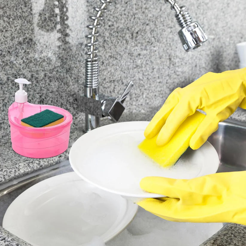2-in-1 Double Layer Liquid Soap Dispenser with Pump & Sponge | Kitchen & Hotel Use (Copy)