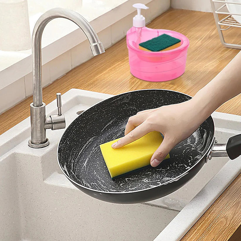 2-in-1 Double Layer Liquid Soap Dispenser with Pump & Sponge | Kitchen & Hotel Use (Copy)