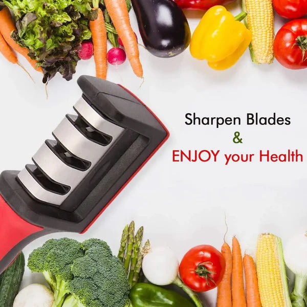 Manual Red & Black Knife Sharpener 3 Stage Sharpening Tool for Ceramic Knife and Steel Knives (Copy)