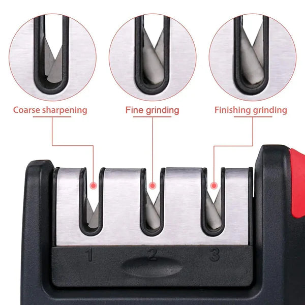 Manual Red & Black Knife Sharpener 3 Stage Sharpening Tool for Ceramic Knife and Steel Knives (Copy)