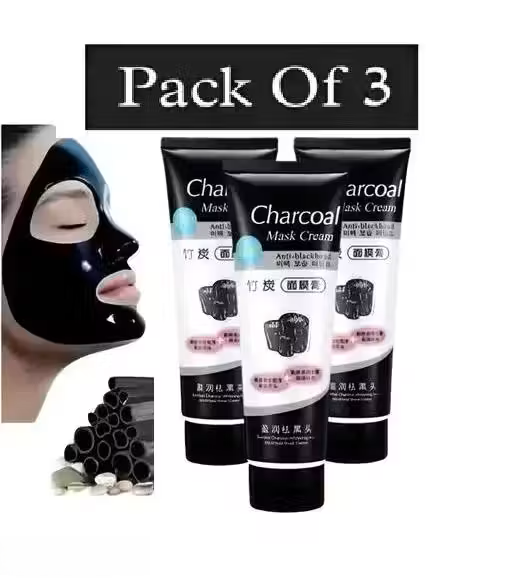 CHARCOAL PEEL OFF MASK PEEL OFF FACE MASK CREAM BLACKHEADS REMOVAL FACE TREATMENT CREAM (130 ml) Pack of 3