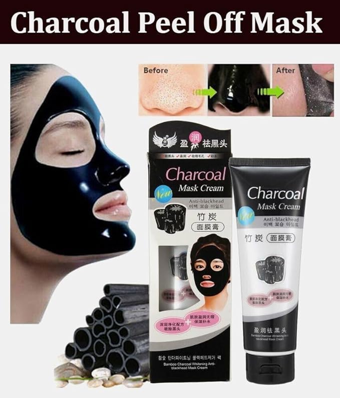 CHARCOAL PEEL OFF MASK PEEL OFF FACE MASK CREAM BLACKHEADS REMOVAL FACE TREATMENT CREAM (130 ml) Pack of 3