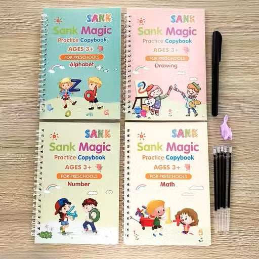 4 Pc Magic Copybook widely used by kids, children’s and even adults also to write down important things over it while emergencies