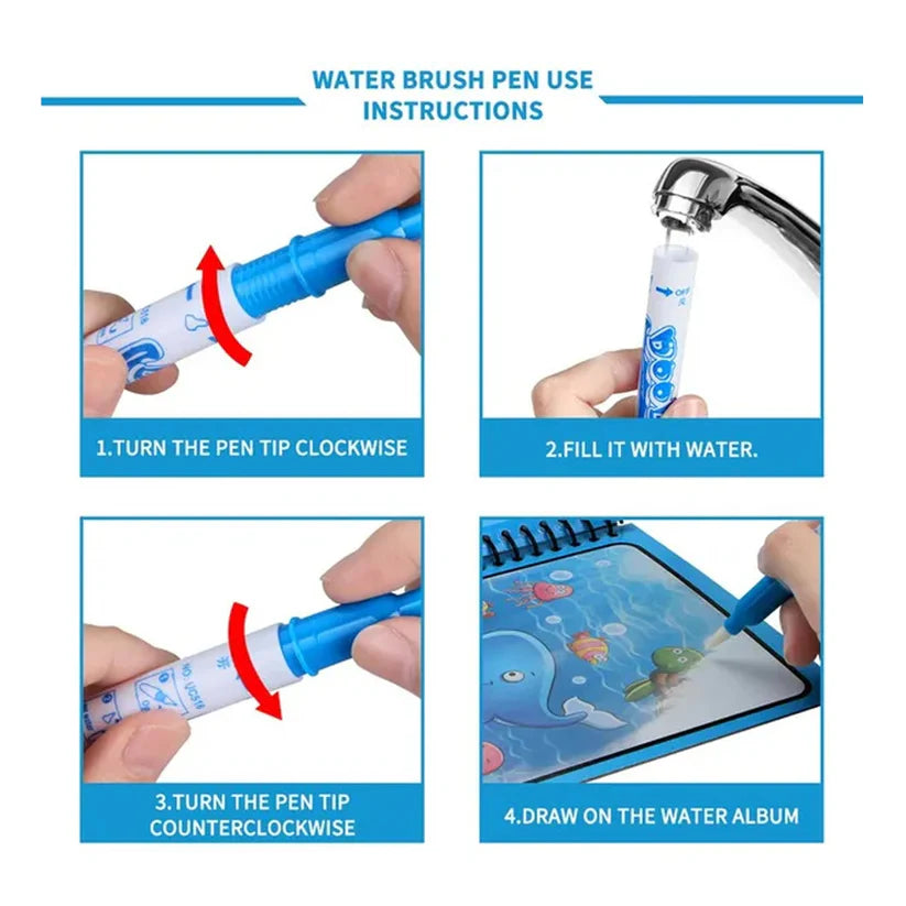 Magic Water Quick Dry Book Water Coloring Book Doodle with Magic Pen Painting Board (Copy)