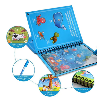 Magic Water Quick Dry Book Water Coloring Book Doodle with Magic Pen Painting Board (Copy)