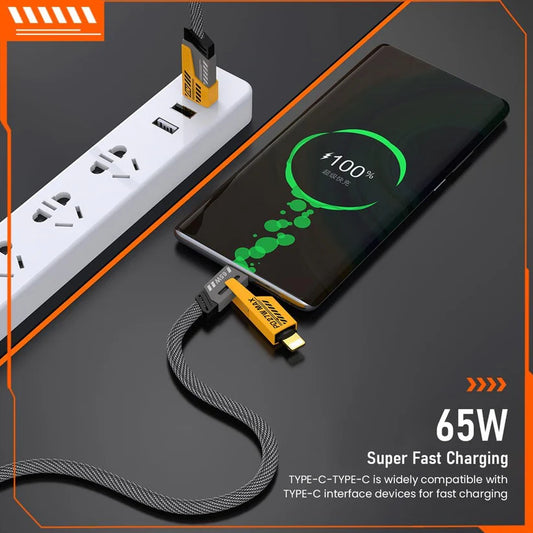 4-in-1 Fast Charging Cable – Multiport USB-C to Type-C, Lightning & Micro USB | Universal Charger
