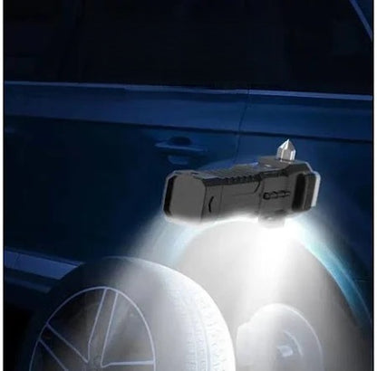 Portable 3W Rechargeable LED Torch Flashlight with Long Beam, Strong Magnet, Hammer, Glass Breaker & Seat Belt Cutter – 4 Modes for Car, Camping & Outdoor